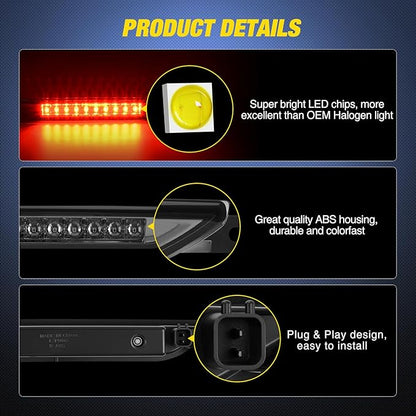Nilight Third Brake Light Tail High Mount 3rd Stop Lights Smoked Lens for Dodge Caliber 2007-2012 Durango 2011-2017 Jeep Cherokee 2011-2017 Compass 2007-2016 Van SUV Rear Center Cab Lamp