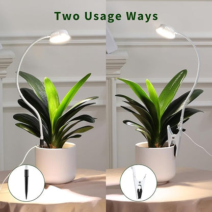 LORDEM Grow Lights for Indoor Plants, Clip-on Gooseneck Plant Lights for Indoor Growing，Full Spectrum LED Plant Light with 5 Dimming Levels,Auto On/Off Timer (6/8/12/16 Hrs),White,2 Packs