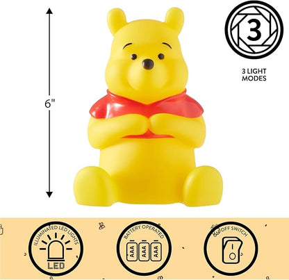Disney Winnie The Pooh Squishy Mood Night Light 6" LED Soft Mood Lamp for Decor, Kids Bedrooms, Collectors & Gift Giving