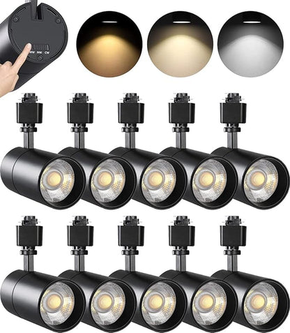 VANoopee 10 Pack 3-Color 20W H Track Lighting Heads Dimmable No Flicker Bright LED Track Lighting Fixtures for Accent Task Retail Kitchen Ceiling Track Light H Type - CRI90+ 36° 2000lm Black