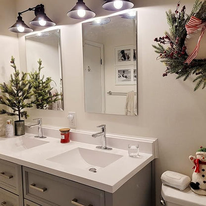 Farmhouse Bathroom Black Vanity Light Fixtures Wall Sconce Lighting, Industrial 2 Light Wall Sconces Indoor Wall Light with Metal Shade, Farmhouse Bathroom Light for Kitchen Living Room Hallway