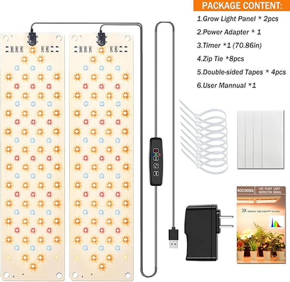 Rocoking Grow Lights for Indoor Plants,Ultra-Thin Panel Grow Lamp,158LEDs Full Spectrum Grow Lights for Under Cabinet Plant, Grow Lamp with 3/9/12H Timer,10 Dimmable Levels for Plants Growing