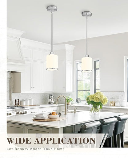 Beionxii Brushed Nickel Pendant Lights Kitchen Island, Hanging Lights Fixtures with Clear Glass, Kitchen Pendant Lighting Over Island, Hanging Lights for Sink, Dining Room, Entryway, BX-PL02BN-CG