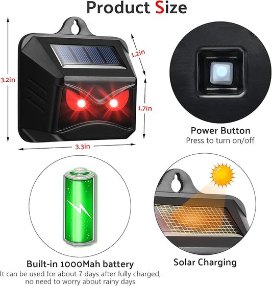 Solar Control Light Nocturnal Animal Repeller Outdoor Deterrent Devices Light Sensor Animal Repellent for Skunk Deer Coyote Fox Raccoon Cat Garden Yard Farm Chicken Coop (8, Black)