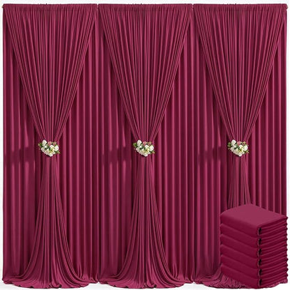 30ft x 10ft Burgundy Backdrop Curtain for Parties Wedding Maroon Wrinkle Free Backdrop Drapes Panels for Birthday Party Bridal Shower Photo Photography Polyester Fabric Background Decoration