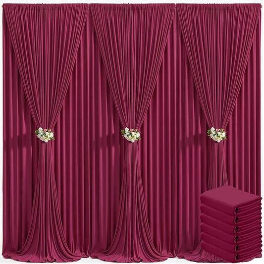 30ft x 10ft Burgundy Backdrop Curtain for Parties Wedding Maroon Wrinkle Free Backdrop Drapes Panels for Birthday Party Bridal Shower Photo Photography Polyester Fabric Background Decoration