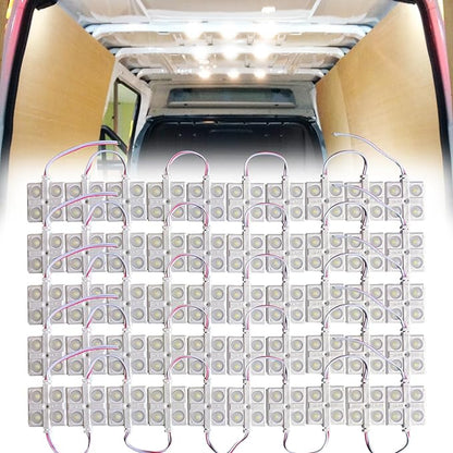 Ampper 12V 200 LEDs Interior Van Lights, LED Ceiling Lights for Van RV Boats Caravans Trailers and More (50 Modules, White)