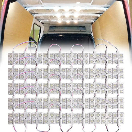 Ampper 12V 200 LEDs Interior Van Lights, LED Ceiling Lights for Van RV Boats Caravans Trailers and More (50 Modules, White)