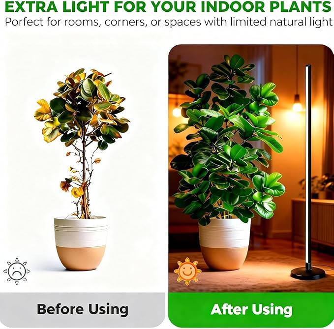 65Inch Vertical Grow Lights for Indoor Plants: 48W, 6000K, 336 LEDs Full Spectrum LED Standing Plant Lights with Timer and 10 Level Dimmable Plant Growing Lamp for Greenhouse
