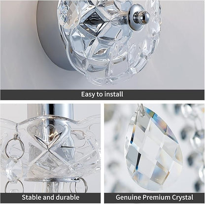 WUZUPS 3-Light Candle Vanity Wall Sconces Light Fixture for Bedroom Living Room Bathroom, E12 Base, Chrome
