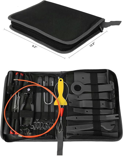 GOOACC 40Pcs Trim Removal Tool,Auto Terminal Removal Key Tool,Auto Clip Pliers Stereo Removal Tools,Car Upholstery Repair Removal Kit,Precision Hook and Pick Set,Wiring Threader,Car Film Scrape-Black