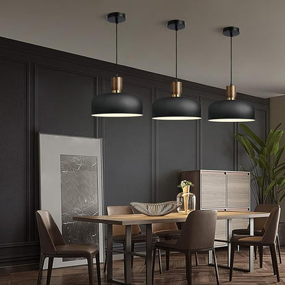 Modern Black Pendant Light Over Kitchen Island,Industrial Pendant Lighting,Adjustable Wood Ceiling Hanging Light Fixture for Dining Room,Living Room,Bedroom,Hallway,Sink,Bar