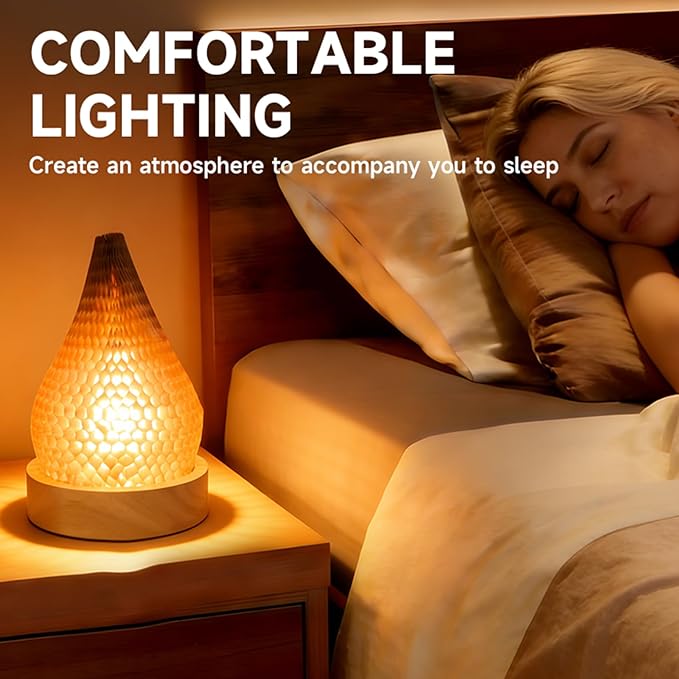 Modern Night Light Fixture Honeycomb Paper Minimalist Style LED Table Lamp Dimmable Nightlight Rechargeable Desk Decor Lamp for Living Room Kitchen Island Bar Entryway (Brown)