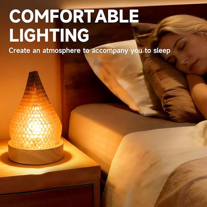 Modern Night Light Fixture Honeycomb Paper Minimalist Style LED Table Lamp Dimmable Nightlight Rechargeable Desk Decor Lamp for Living Room Kitchen Island Bar Entryway (Brown)