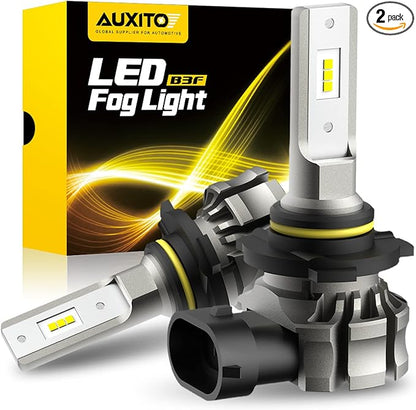 AUXITO 9145 LED Fog Light Bulbs, 6000LM 6500K Cool White Light, 300% Brightness H10 9140 9045 9040 Led Fog Lights, CSP LED Chips, DRL Replacement for Cars, Pack of 2