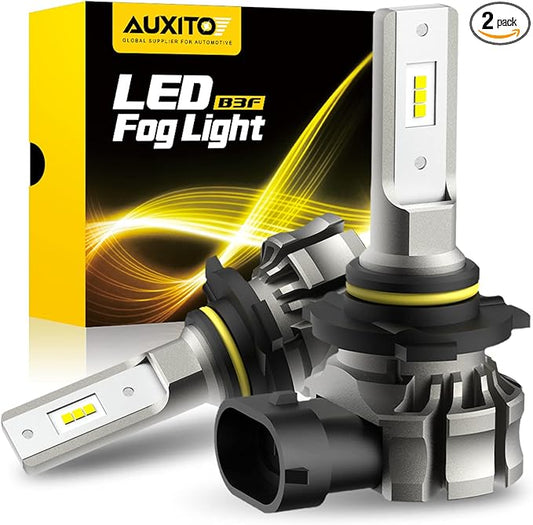 AUXITO 9145 LED Fog Light Bulbs, 6000LM 6500K Cool White Light, 300% Brightness H10 9140 9045 9040 Led Fog Lights, CSP LED Chips, DRL Replacement for Cars, Pack of 2