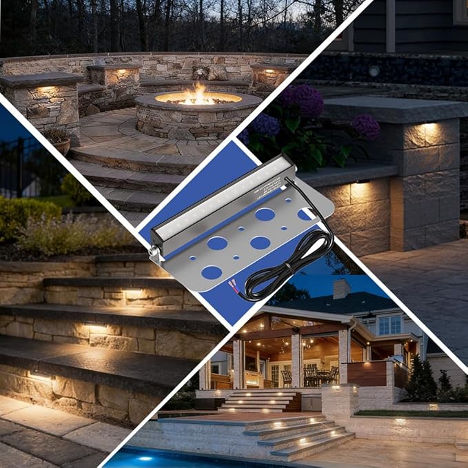 JESLED 12Pack 7inch LED Retaining Wall Lights, 5W Landscape Lighting, LED Hardscape Lighting,12V Paver Lights Low Voltage Hardscape Lights, 5W Outdoor Step Lights, 4000K Nature White, Waterproof