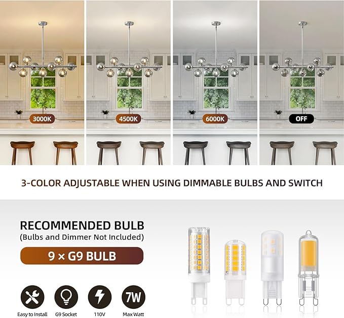 Mid Century Modern Sputnik Chandeliers: 9-Light Chrome Linear Dining Room Light Fixture - 40" Long Smoke Grey Glass Globe Modern Silver Pendant Chandelier Lighting for Living Room Kitchen Island Table