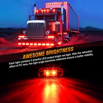 Nilight 2.5Inch Oval Side Marker Light 20PCS 2 Diode LED Trailer Indicator Clearance Lights Waterproof Surface Mounted for 10-30V Truck Camper Boat Lorry