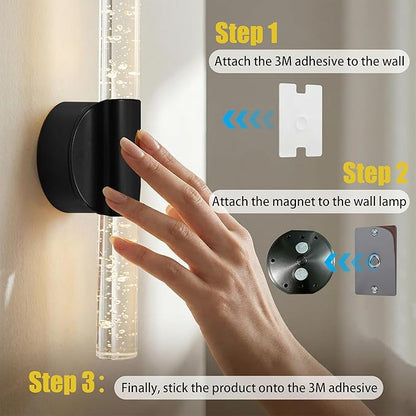 Battery Operated Wall Sconce Set of 2, Black Rechargeable Wall Light with Remote Control, 3000K-6500K Dimmable Wireless Wall Lamp for Bedroom Living Room Bathroom Hallway