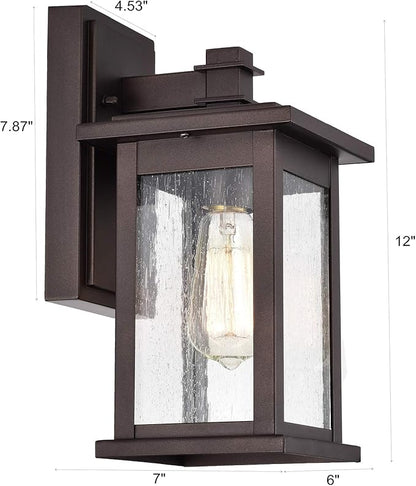 MICSIU 2-Pack Bronze Outdoor Wall Light, 12.25" Anti-Rust Sconce, No Assembly Required, 100W Max Exterior Fixture for Front Door, Garage, Patio, Yard, Deck