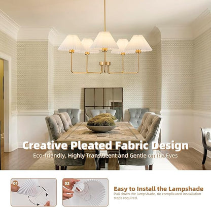 Gold Chandelier,5-Light Farmhouse Chandelier for Dining Room Modern Kitchen Light Fixture Over Table Ceiling Chandelier for Bedroom Living Room Foyer Entryway
