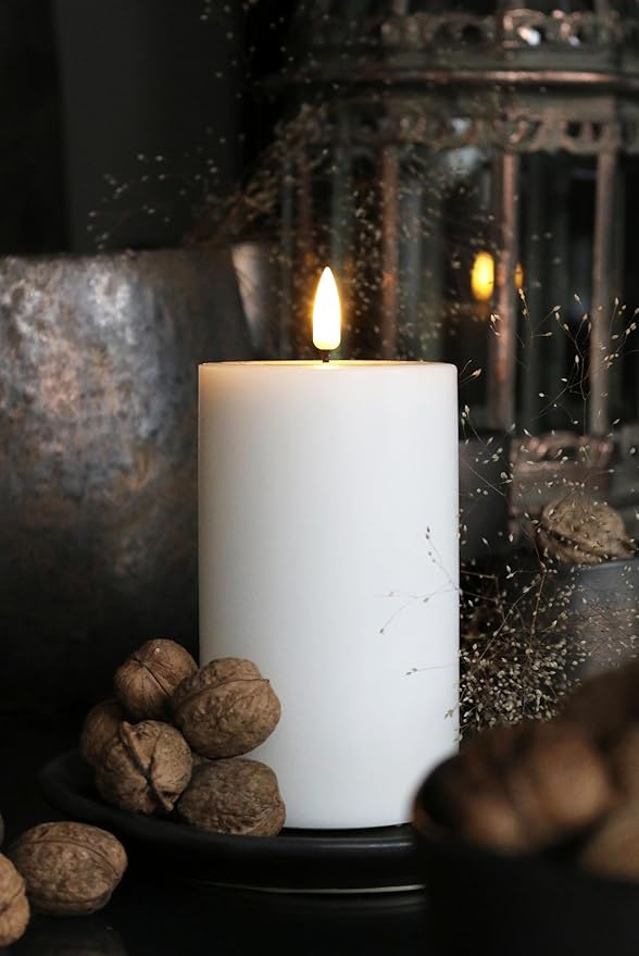 Abbott Collection Wax LED Flameless Pillar Candle - White (4x8 H)