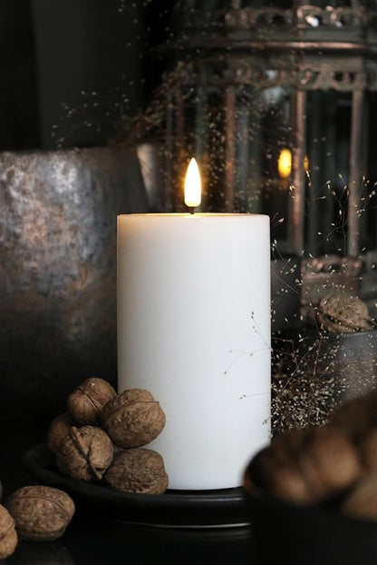 Abbott Collection Wax LED Flameless Pillar Candle - White (4x8 H)