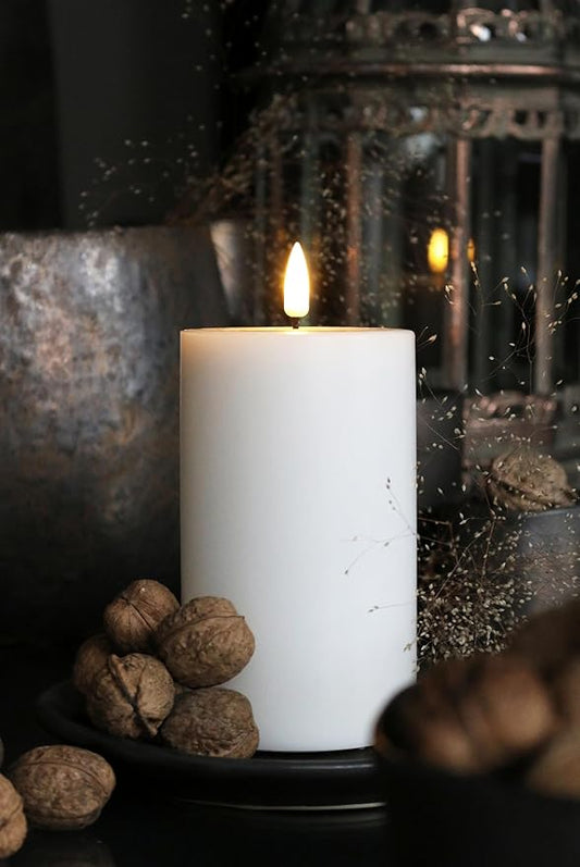 Abbott Collection Wax LED Flameless Pillar Candle - White (4x8 H)
