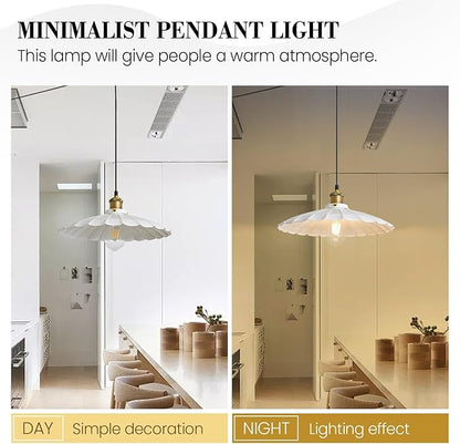 Plug in Pendant Light 13.8 Inch Round Metal Shade Vintage White Pendant Light for Kitchen Island 14Ft Adjustable Dome Industrial Hanging Lamp Living Room