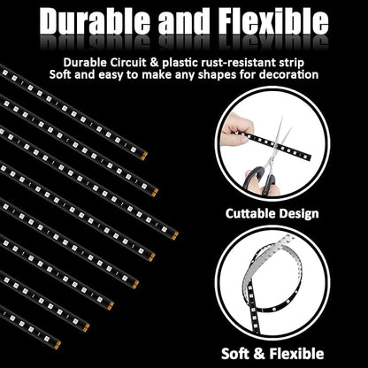 Yellow 12v 15 Led 30cm Car Flexible Waterproof Underbody Light Strip Pack of 20