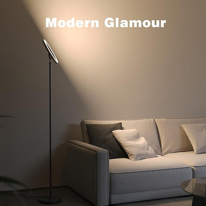 【Upgraded】Modern LED Floor Lamp - 30W Super Bright Standing Lamp, 350° Rotating Reading Floor Lamp with Remote Control, 3000K-6500K Stepless Dimmable, Tall Floor Lamp for Living Room, Bedroom, Office