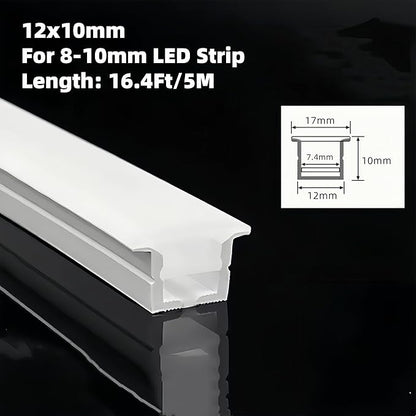 Silicone LED Channel System, 16.4Ft/5M Through Free White 12x10mm DIY LED Neon Rope Light IP67 Waterproof Tube for 8-10mm Strip Lights Installation for Indoor Outdoor Ambient Decor