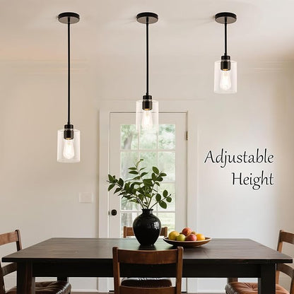 MAYNA 1-Pack Black Mini Pendant Light, Industrial Small Hanging Lamp with Bulb, Adjustable Rods Ceiling Fixture for Kitchen Sink, Hallway, Entryway