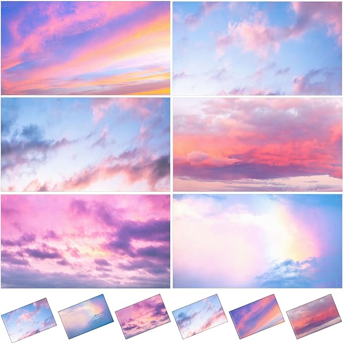 6 Pcs Fluorescent Light Covers for Ceiling Lights with 48 Magnets Decorative Magnetic Light Filters for Classroom Office Kitchen Decoration(Sunset)