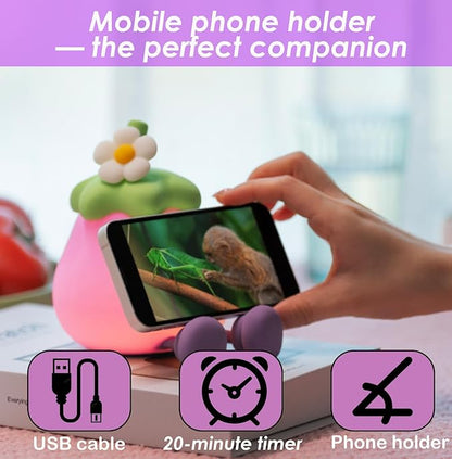 LED Eggplant Night Light for Kids, 3 Level Dimmable Nightlight, Cute Silicone Squishy Touch Lamp, Rechargeable Bedside Lamp for Bedroom Decor, Boys and Girls Gift (Eggplant)