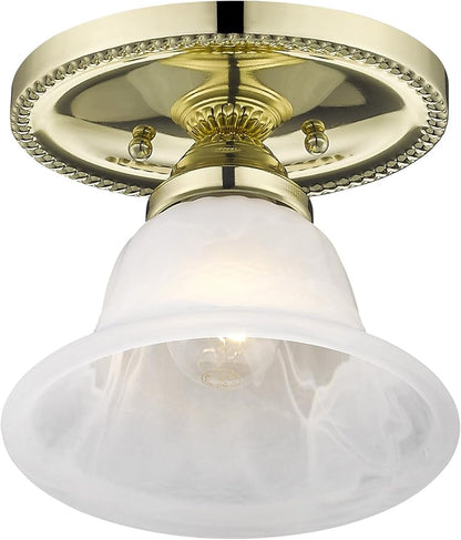 Livex Lighting 1530-02 Edgemont 1-Light Ceiling Mount, Polished Brass