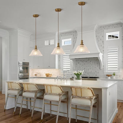 10.62-inch Adjustable Height Island Pendant Light, Brass Island Pendant Lights for Kitchen, E26 Pendant Light Suitable for Kitchen Island and Dining Area (E26 Bulb Sold Separately)