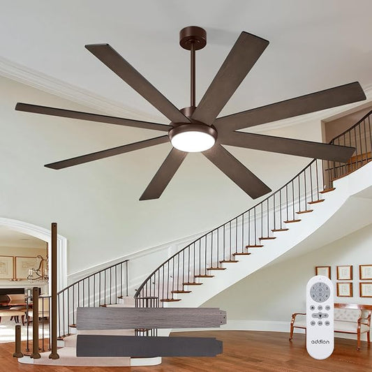 addlon 72 Inch Large Modern Ceiling Fans with Lights, Brown Ceiling Fan with Light And Remote Control, Reversible, 5CCT, Dimmable, Indoor/Outdoor Use for Bedroom, Farmhouse, Garage, Patios