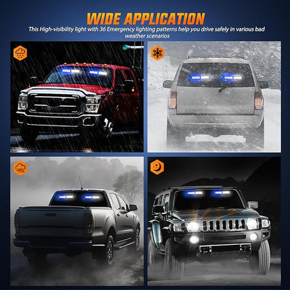 Nilight 40LED Blue White Emergency Strobe Traffic Advisor Light Bar with Suction Cups Dash Safety Warning Hazard Flashing Lights Interior Front/Rear Windshield for Trucks Construction Vehicles