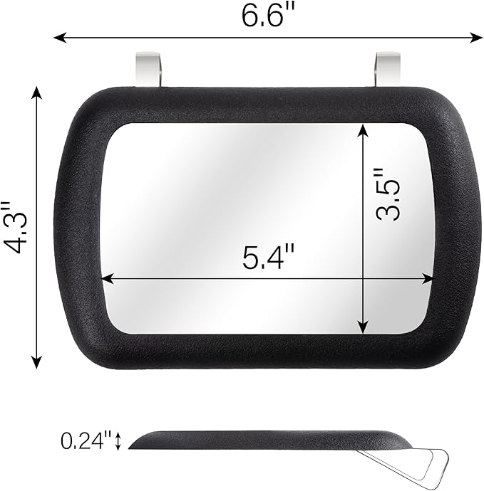 2PCS Car Visor Mirror, Universal Clip-On Automotive Sun Visor Vanity Mirror for SUVs and Various Vehicles, Car Accessories Interior for Women, Black