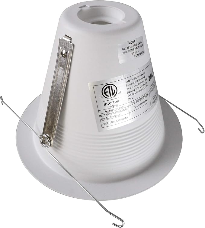 NICOR Lighting 6 inch White Wet Location Rated Cone Baffle Trim, Fits 6 inch Housings (17550AWL)