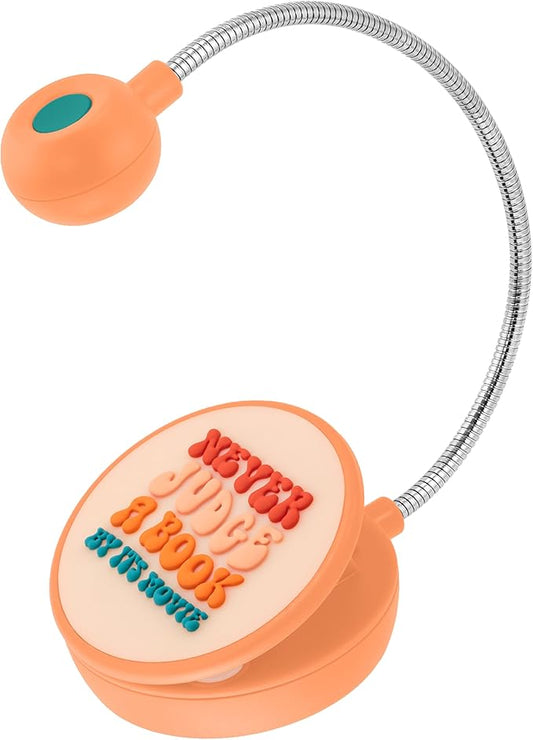 WITHit Clip On Book Light – Dimmable LED Reading Light for Books and eBooks, Reduced Glare, Portable, Book Light for Kids & Adults, Batteries Included (Never Judge a Book by It's Movie, Quotables)