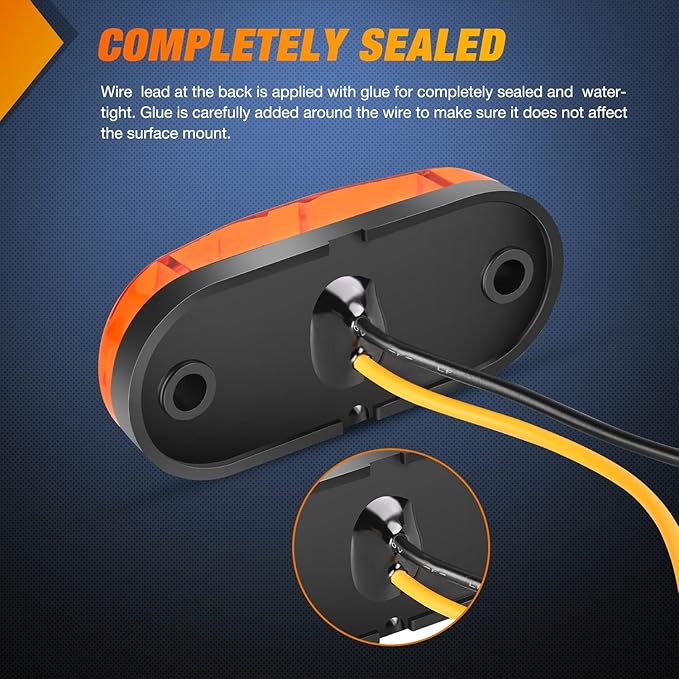 Nilight 2.5 Inch Oval Side Marker Light 10PCS Amber 2 Diode LED Trailer Clearance Fender Lights Waterproof Surface Mounted for 10-30V Truck Camper Boat Lorry