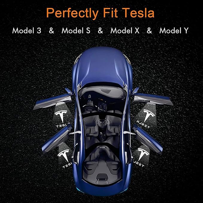 Car Door Lights for Model S/3/X/Y Logo Projector 4 Pack Tesla Puddle Lights LED Welcome Lights Ghost Shadow for Model 3/S/Y/X Accessories