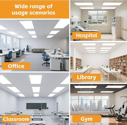 OKQ 2x4 LED Flat Panel Light Drop Ceiling Office Fixture, 5 CCT 3000K-6500K Adjustable & 5 Wattage Selectable,0-10V Dimmable, 2X4 LED Flush Mount Ceiling Light, ETL Listed 20Pack