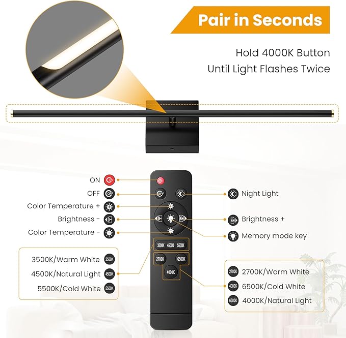 ZZXX 28 Inch Hardwire Wall Sconce Set of 2, 2700K-6500K Wall Lights with Remote Control, 350° Rotate LED Bathroom Wall Lamp Dimmable for Living Room Bedroom Bedside Light Fixtures