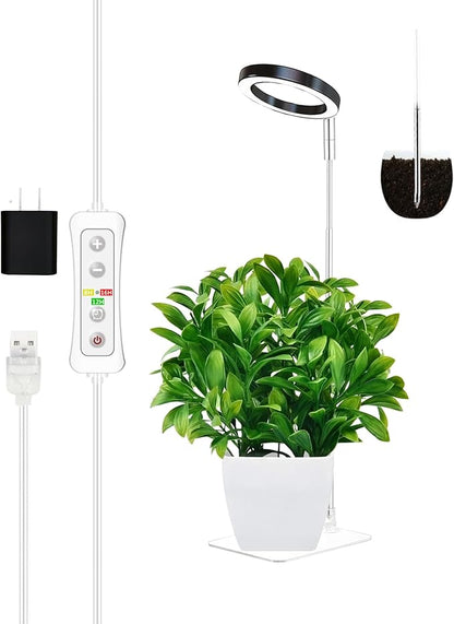 yadoker Plant Grow Light, LED Growing Light Full Spectrum for Indoor Plants,Height Adjustable, Automatic Timer, 5V Low Safe Voltage,Idea for Small Plant Light