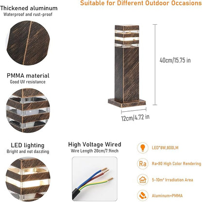 SLAWA 15In Pathway Lights Bronze E26 Outdoor Landscape Path Lights Die-Casted Aluminum Walkway Lights Modern Landscape Sideway Lighting IP65 Waterproof Patio Porch Exterior Floor Lamp with Bulbs