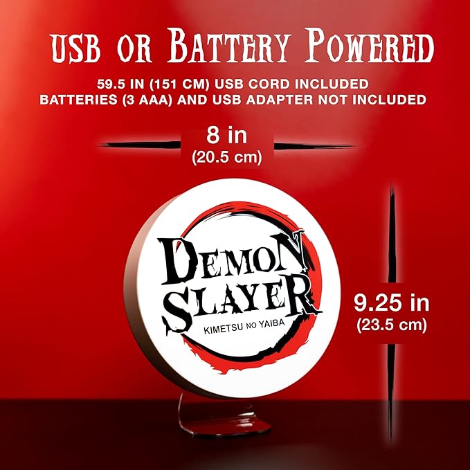 Paladone Demon Slayer Logo Light - Officially Licensed Kimetsu No Yaiba Freestanding or Wall Mountable Desk Light, Anime Lover Gift